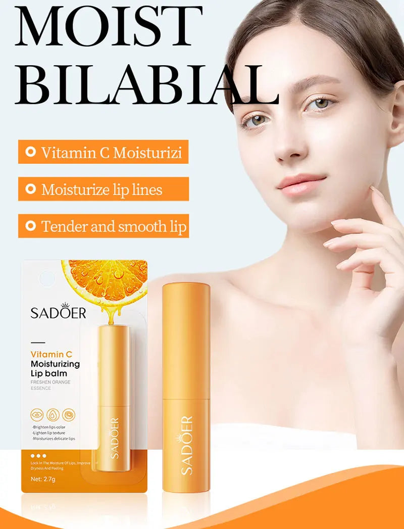 SADOER Vitamina C Cuidado de los labios hidratante Previene los labios agrietados y repara los labios suaves y no irritantes