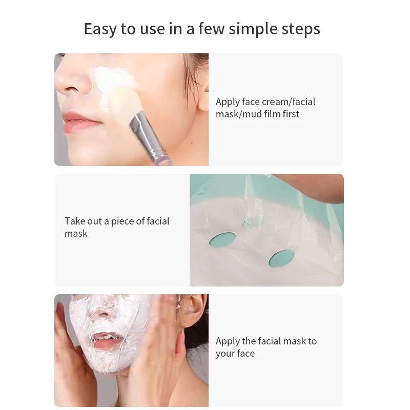 Película plástica desechable para la cara, mascarilla limpiadora de cara completa, pegatinas para el cuello, papel transparente, máscaras de PE, herramienta saludable de belleza Facial