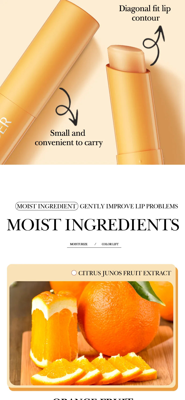 SADOER Vitamina C Cuidado de los labios hidratante Previene los labios agrietados y repara los labios suaves y no irritantes
