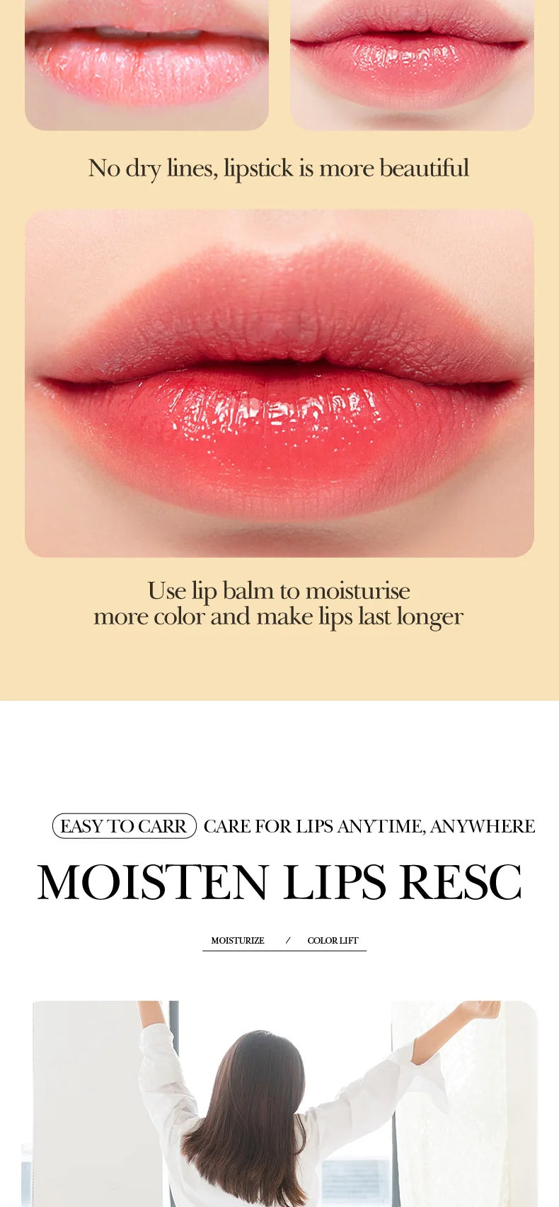 SADOER Vitamina C Cuidado de los labios hidratante Previene los labios agrietados y repara los labios suaves y no irritantes